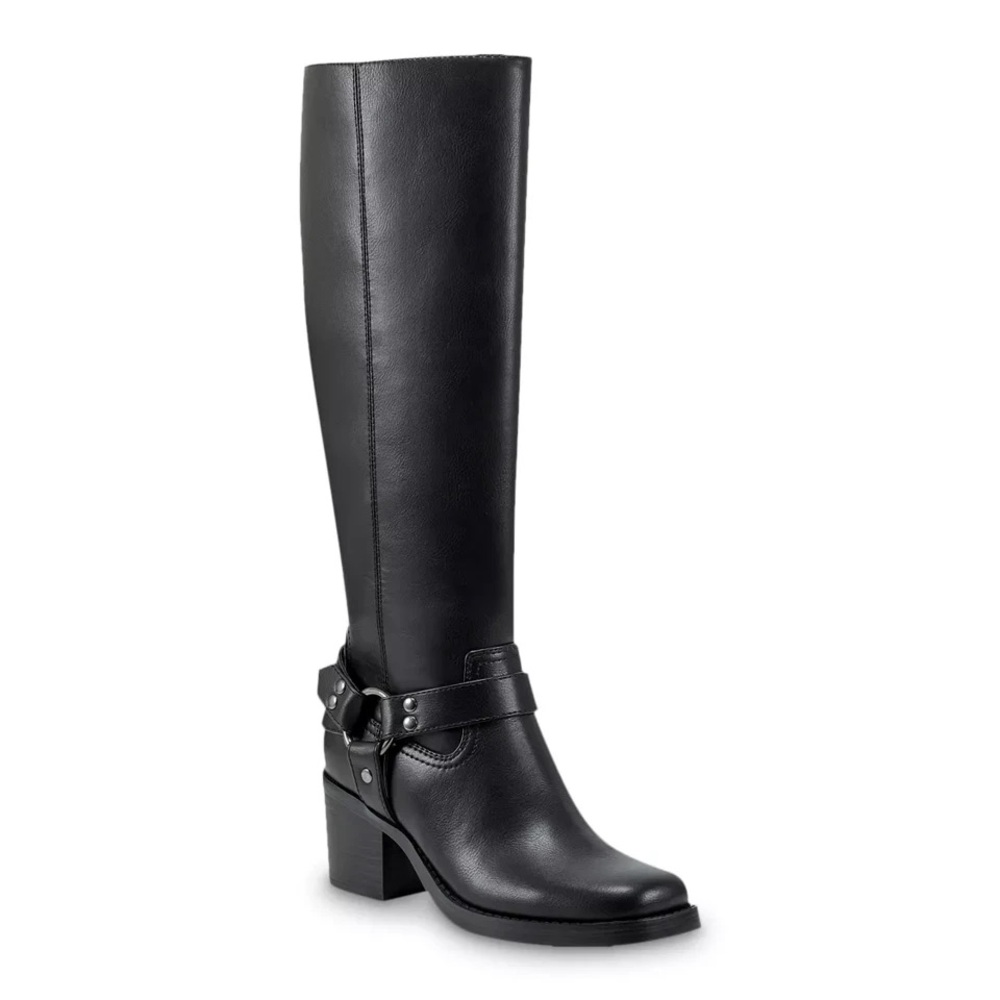 Black Leather Knee-High Boots